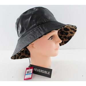 Vince Camuto Reversible Bucket Hat Cheetah Print & Black #HT179